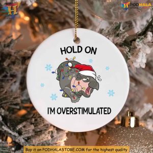 Moo Deng Ornament Funny Hippo Christmas Decor Hold On Im Overstimulated 2