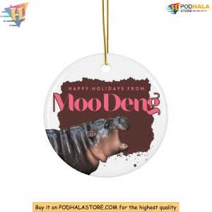 Moo Deng Ornament Funny Holiday Decor Animal Lovers Gift for Christmas Tree 3