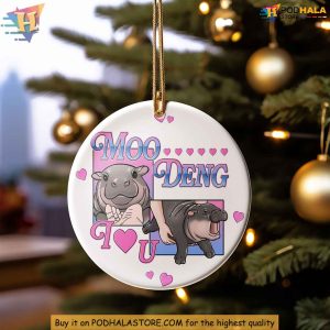 Moo Deng Ornament, I Love You Hippo Ornament, Cute Moo Deng Christmas Gift