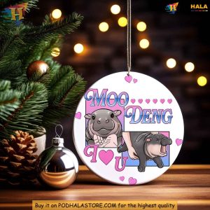 Moo Deng Ornament I Love You Hippo Ornament Cute Moo Deng Christmas Gift 2