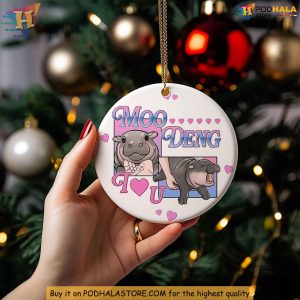Moo Deng Ornament I Love You Hippo Ornament Cute Moo Deng Christmas Gift 3