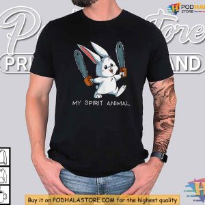 My Spirit Animal Bunny with a Chainsaw Shirt Funny Crazy Rabbit T Shirt 2
