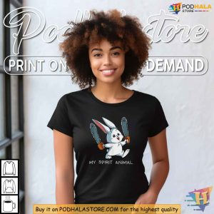 My Spirit Animal Bunny with a Chainsaw Shirt Funny Crazy Rabbit T Shirt 3