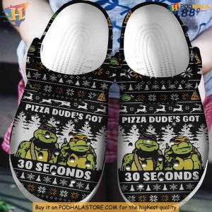 Ninja Turtle Crocs Ugly Christmas Pattern, Pizza Dudes Got 30 Seconds Shoes