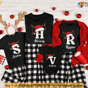 Personalized Christmas Family Shirt, 2024 Custom Holiday Monogrammed Family Outfit