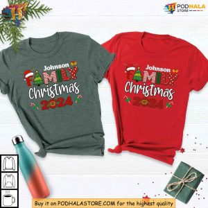 Personalized Christmas Family TShirt Matching Holiday Outfit for Family 2024