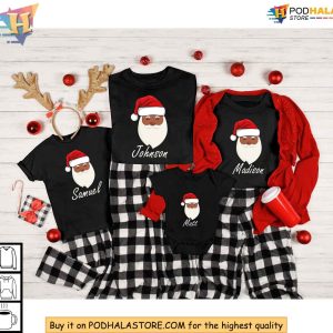 Personalized Family Christmas Shirt Black Santa Matching Family 2024 Outfit 1