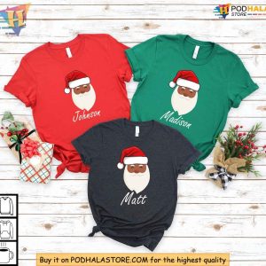 Personalized Family Christmas Shirt Black Santa Matching Family 2024 Outfit 2