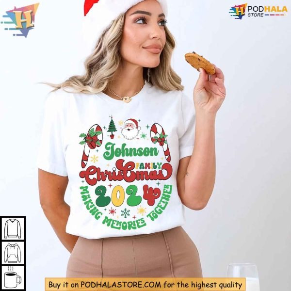 Personalized Family Christmas Shirt, Custom 2024 Holiday Pajama Tee for Families