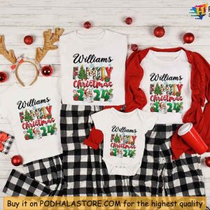 Personalized Family Christmas Shirt, Custom Name Christmas 2024 Matching Outfit