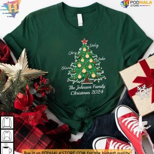 Personalized Family Christmas Shirt Custom Tree Design Matching Family Holiday Tee 2