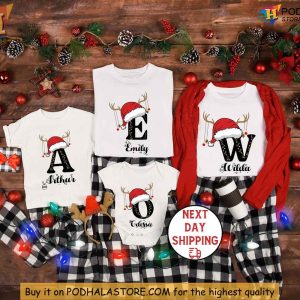 Personalized Family Christmas Shirt, Custom Xmas Tee With Monogram Names