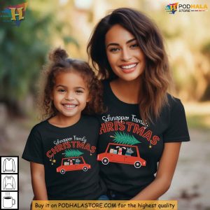 Personalized Family Christmas Shirt Retro Station Wagon Matching T Shirts 2