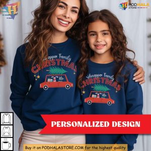 Personalized Family Christmas Shirt Retro Station Wagon Matching T Shirts 3