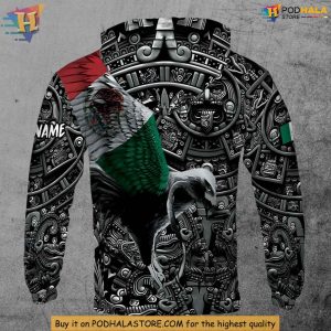 Personalized Mexican Eagle Hoodie Custom Aztec Name 3D Design Gift 3