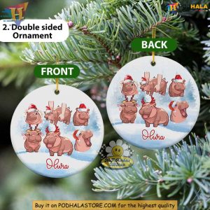 Personalized Moo Deng Ornament Cute Custom Hippo Gift for Christmas Fans 3