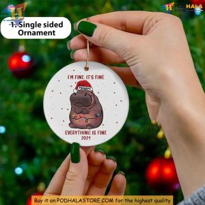 Personalized Moo Deng Ornament Cute Hippo Meme Custom Photo Christmas Decor 3