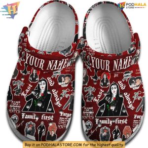 Personalized Morticia Addams Shoes Family First Themed Gothic Crocs 2