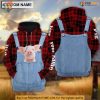 Personalized Pig Red Plaid 3D Hoodie, Custom Name Animal Design Apparel