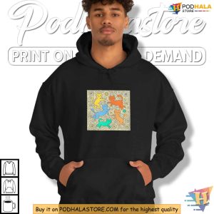 Playful Cats Keith Haring Doodle Shirt Abstract Art Style Graphic Tee 4