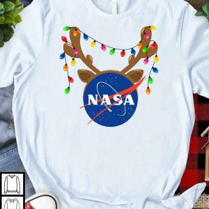 Reindeer Antlers NASA Christmas Shirt, Space-Themed Holiday Apparel