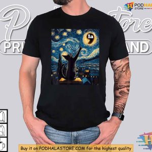Starry Night Black Cat Kamala Harris Halloween Shirt Artistic Political Tee 4