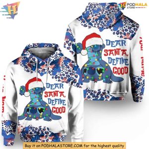 Stitch Christmas 3D Hoodie, Festive Disney Unisex Sweatshirt, Holiday Apparel