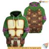 Turtles Costume 3D Hoodie, Realistic Superhero Cosplay Sweatshirt Apparel