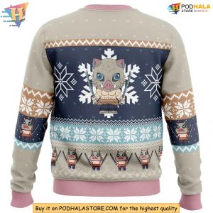Ugly Inosuke Christmas Sweater Demon Slayer Chibi Holiday Anime Sweater 2