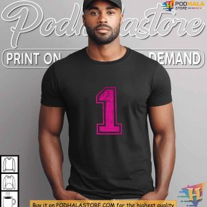 Vintage Varsity Number Tee Shirt Pink Number 1 Distressed Retro Sports Design 3