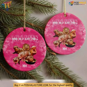 Viral Moo Deng Hippo Christmas Ornament Pygmy Hippo Meme Xmas Gift 3