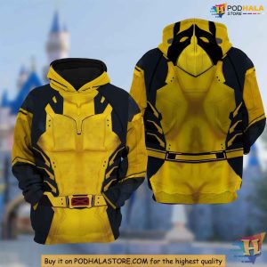Wolverine 3D Hoodie, Yellow and Black Superhero Costume Style All Over Print