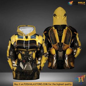 Yellow Robot All Over Print Hoodie, Cosplay 3D Robot Costume