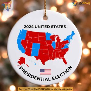 2024 Election Map Ornament, Funny Xmas Gift Ideas, Political Humor Decor
