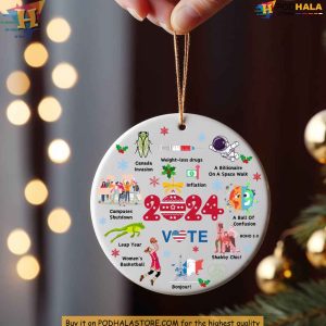2024 Year in Review Trump Ornament, Funny Christmas Gift Ideas for Holidays
