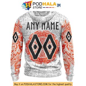 Anaheim Ducks 3D Hoodie with Norse Viking Symbols Custom Name Hockey Apparel 2