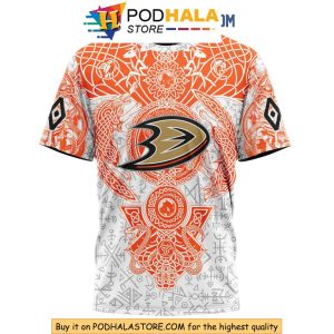 Anaheim Ducks 3D Hoodie with Norse Viking Symbols Custom Name Hockey Apparel 3