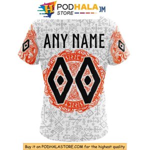 Anaheim Ducks 3D Hoodie with Norse Viking Symbols Custom Name Hockey Apparel 4
