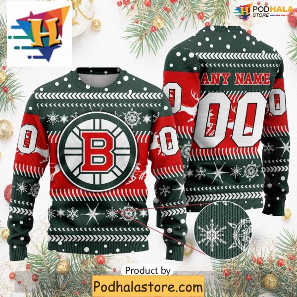 Boston Bruins Sweater Personalized Family Xmas Gift for NHL Celebrations