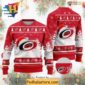 Carolina Hurricanes Xmas Sweater Funny Christmas Apparel for Hockey Fans 1
