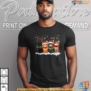 Cat Christmas Light Shirt Cute Holiday Cats Design for Xmas Gift Ideas 3