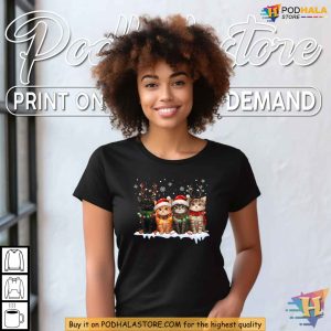 Cat Christmas Light Shirt Cute Holiday Cats Design for Xmas Gift Ideas 4