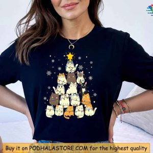 Cats Christmas Tree Shirt, Funny Cat Lover Xmas Gift, Quirky Holiday Tee