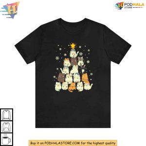 Cats Christmas Tree Shirt Funny Cat Lover Xmas Gift Quirky Holiday Tee 2