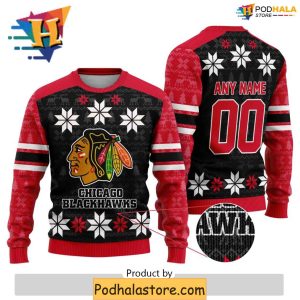 Chicago Blackhawks Sweater Customizable Xmas Sweater for Holiday Fans