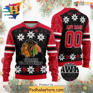 Chicago Blackhawks Sweater Customizable Xmas Sweater for Holiday Fans 2