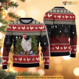 Chicken Santa Christmas Ugly Sweater, Funny Xmas Gift for Chicken Lovers