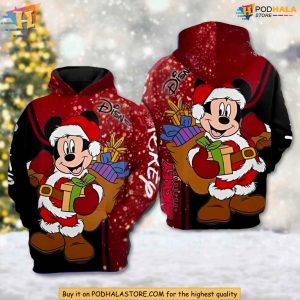 Christmas Mickey Mouse Santa 3D Hoodie, Festive Funny Xmas Gift Ideas
