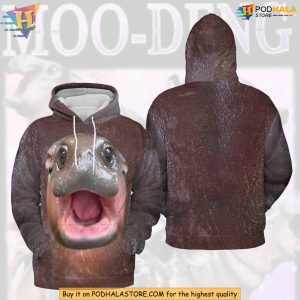 Christmas Moo Deng 3D Hoodie, Funny Xmas Gift Ideas for Animal Lovers