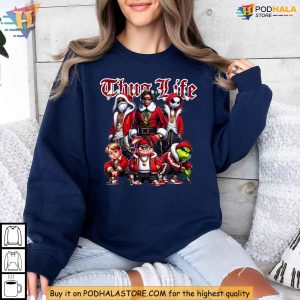 Christmas Thug Life Shirt with Iconic Movie Characters in Streetwear 2